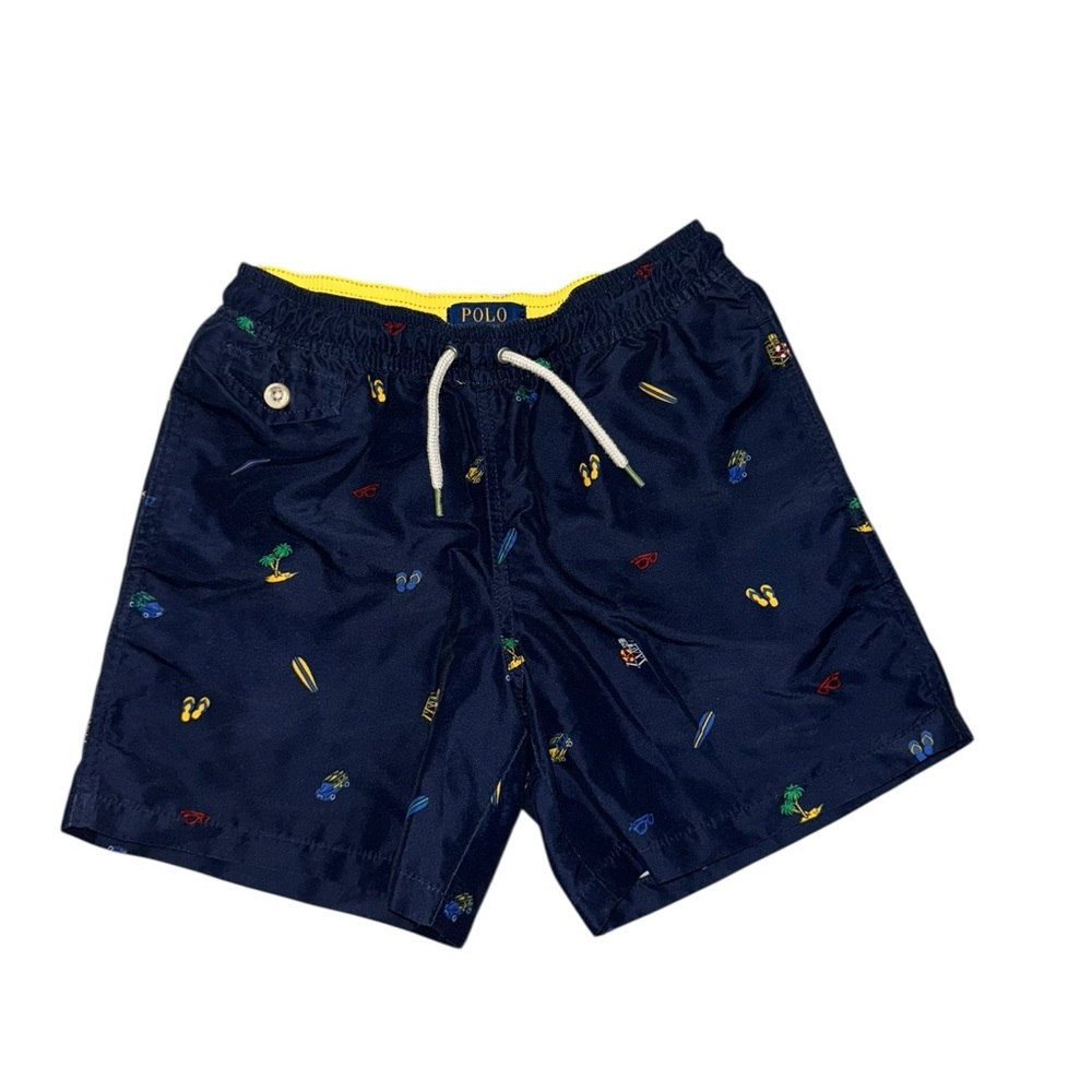 Polo Ralph Lauren Boys Traveler Classic Printed Swim Trunk | Navy Tropical Print